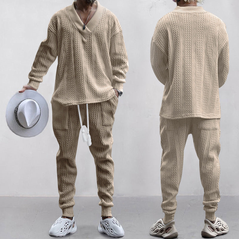 ⏳Time-limited Special⌛Men's 2-Piece V-Neck Baggy Sweatshirt & Joggers Set
